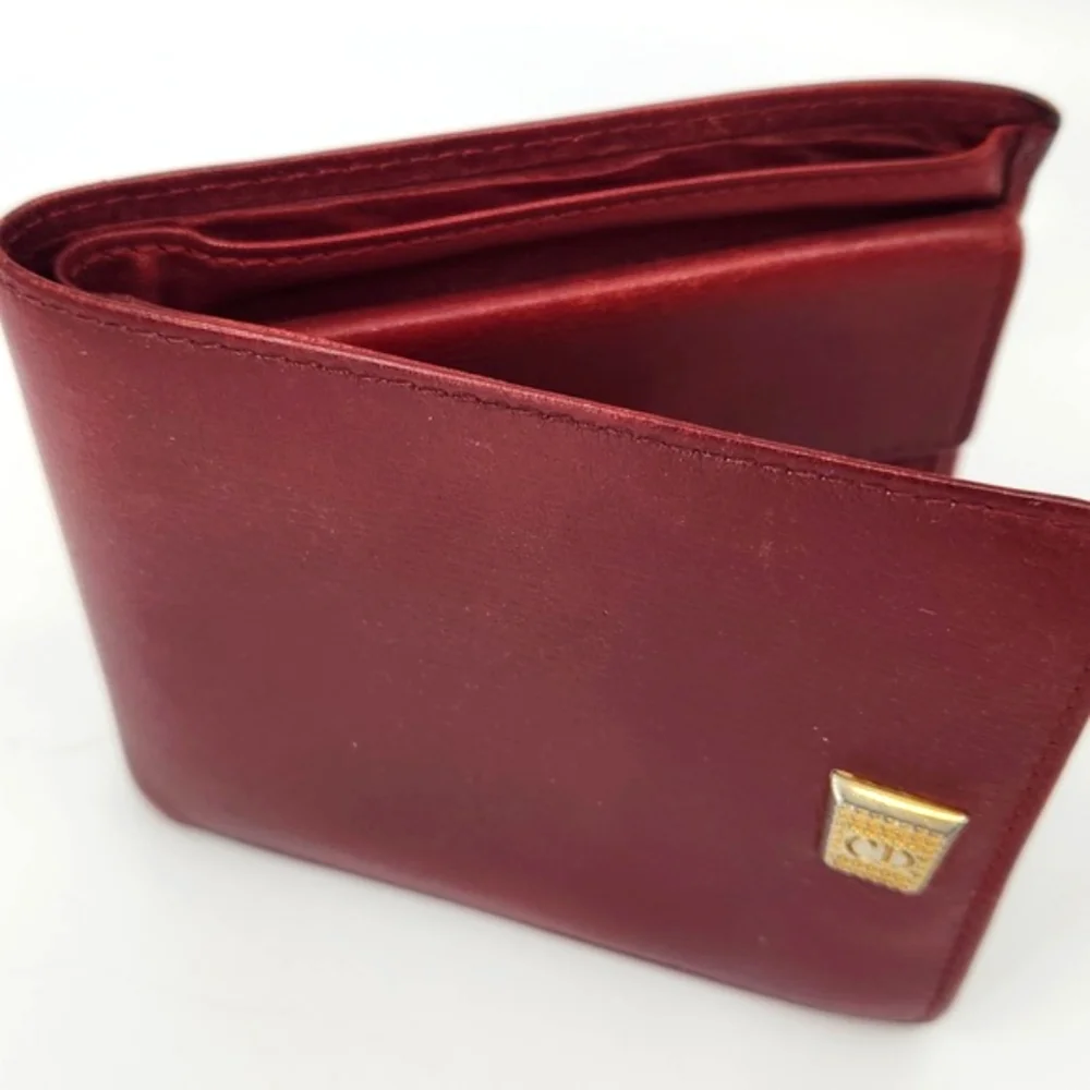 Dior Burgundy Wallet with Gold “CD” Accent. Good condition.